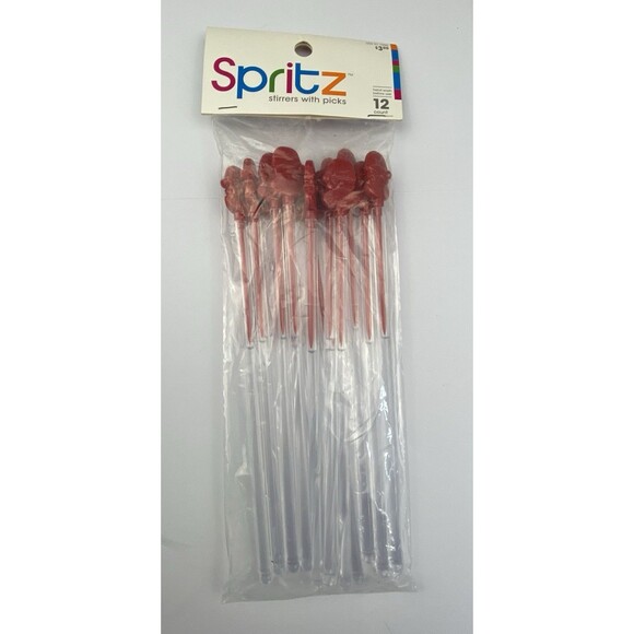 Target Spritz Christmas Stirrers with Picks Red Santa 1 pack of 12 New! - Picture 1 of 7